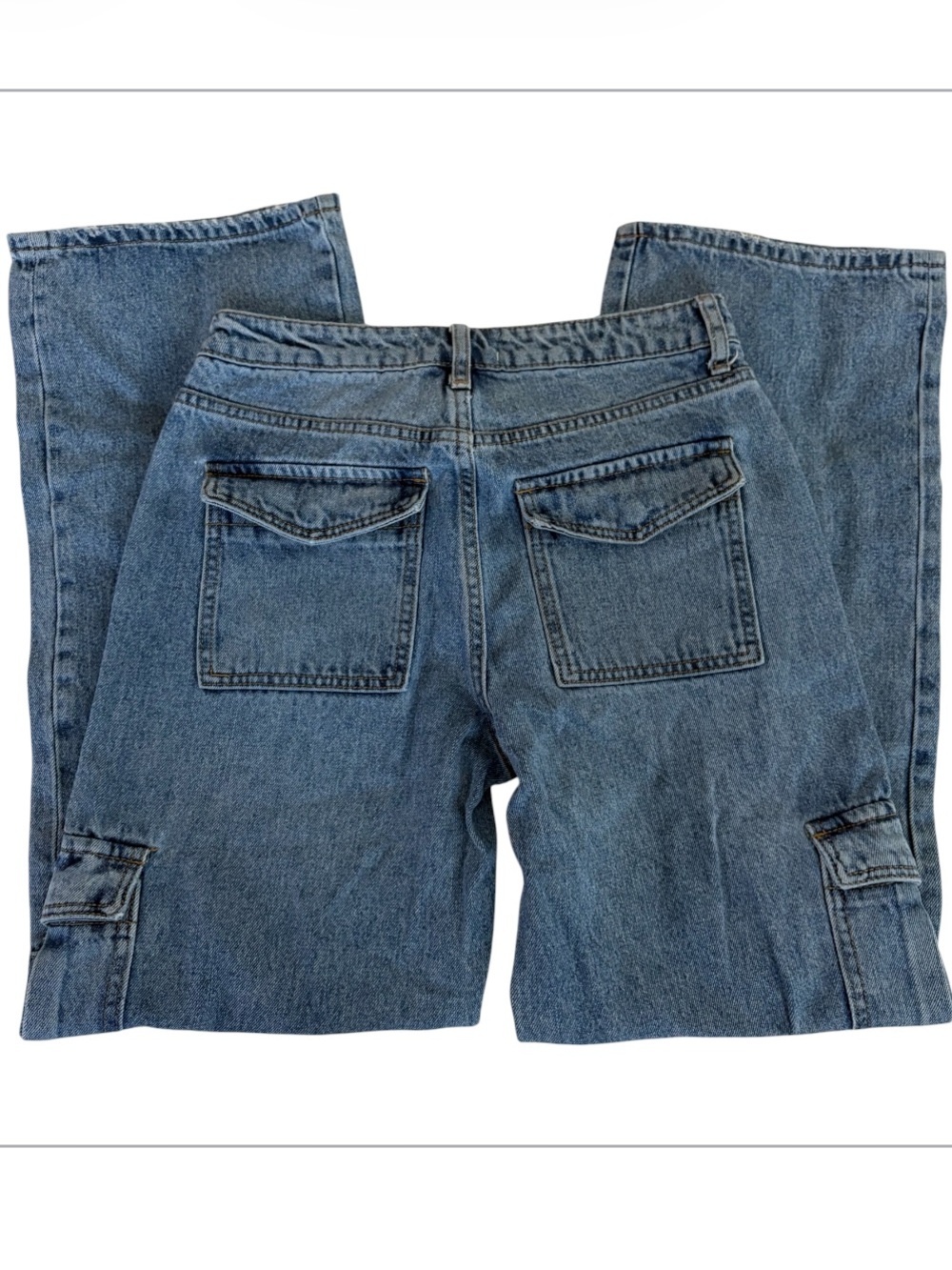 VERVET High Rise Wide Leg Cargo Jeans Medium Wash Size 26 - Picture 7 of 8
